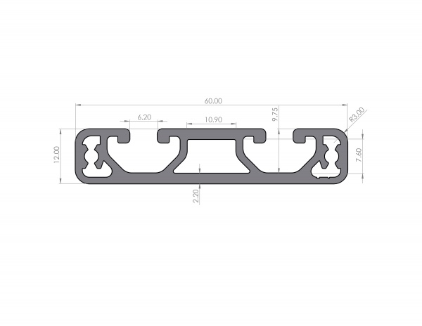 Aluminum profile 12x60 Groove 6 I-type Lightweight